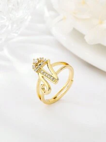 1 件时尚个性化锆石 26 字母戒指，女士可调节情侣戒指，奢华礼物，海外全新设计