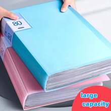 Carpeta protectores de hojas transparentes de 60 páginas A4, con páginas internas transparentes para almacenamiento de documentos. - Blanco - Ver 4