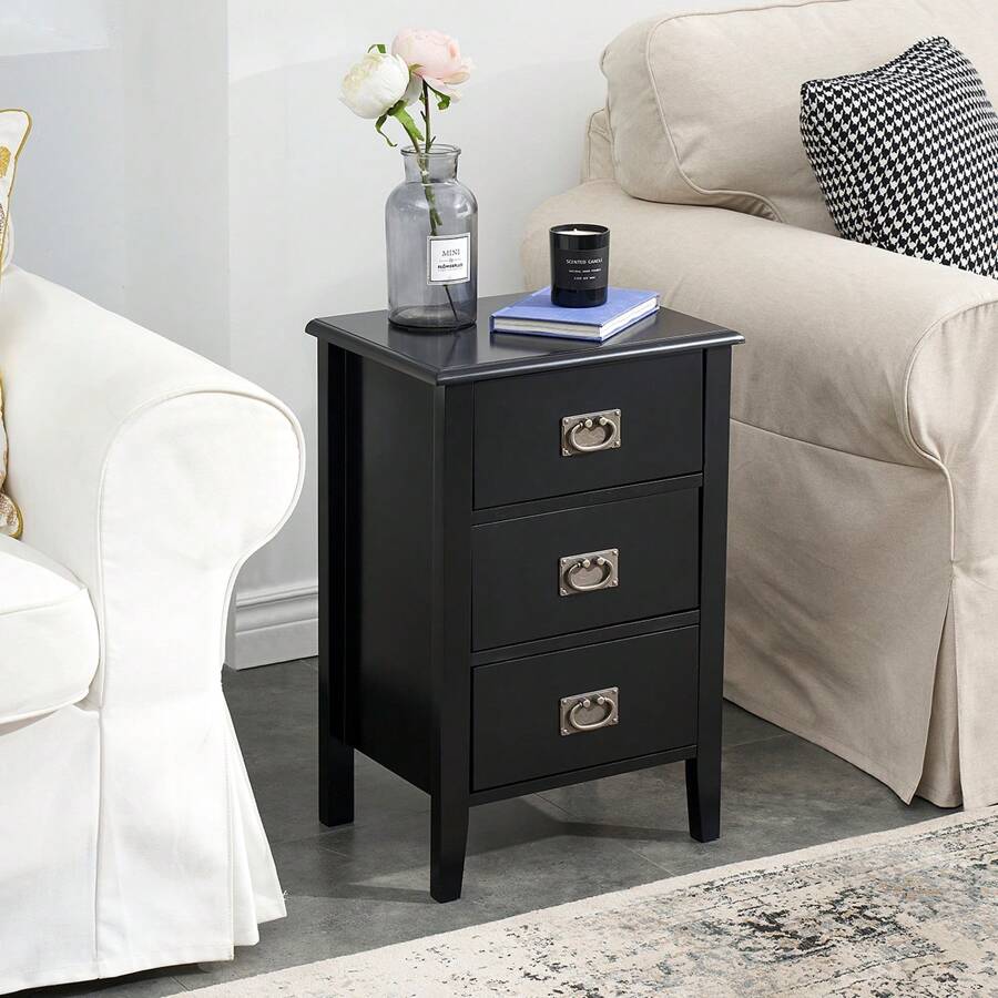 Modern Versatile Nightstand With Drawer Storage For Bedroom Bedside Table For Small Space - Black - View 1