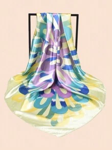 YWQLWJ 1入2024春季新款頭巾，優雅花卉印花絲綢圍巾頭巾，90cm方形圍巾頭巾，適用於打造時尚形象的髮帶及頭飾 - 彩色 - 查看 13