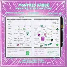 Leather-Bound Undated Daily Planner Notebook, 7-Month A5 Hard Cover, 300 Pages, Weekly & Monthly Planning, Efficiency Log, Designed For ADHD Patients, Concentration & Time Management Aid, Back To School Essential