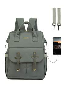 LEQUEEN 1 Túi Oxford Mẹ Túi Dung Tích Lớn Đa Chức Năng Túi Bà Mẹ Và Trẻ Em Thích Hợp Đi Du Lịch Ngoài Trời Tã Ba Lô để Bảo Quản - Xám - Xem 9