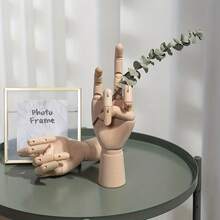 創意木質手勢活動關節木頭傢俱道具辦公室裝飾手型模型人體軟木人偶藝術繪畫傢俱木偶手掌手指關節可動桌子傢俱，卡通木質人物，木頭捏人人偶