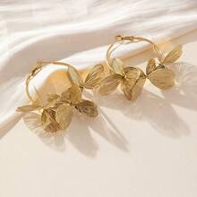 欧美2024新款时尚优雅高端18K金钛钢耳环简约316L不锈钢个性花卉耳环女 - 玫紅色 - 查看 6