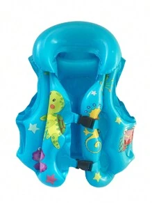 1pc Cute Blue Swim Vest Small Size:43x43cm Middle Size:48x46cm Large Size:55x53cm 3 Colors Blue Orange Pink Cartoon Buoyancy Aid Swim Jackets Portable Inflatable Vest For Swimming Snorkeling Kayaking Paddle Boating And Other Low Impact Water Sports Safety Inflatable Snorkel Vest Snorkeling Jackets Pool Float - Blue - View 8