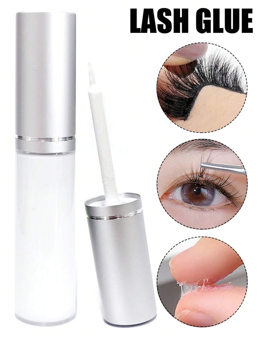 Cola para cílios postiços com fixação super forte e duradoura de 24 horas à prova d'água livre de látex, melhor cola para cílios, adesivo transparente branco de 5ml (0,17oz) - Prata - Visão 1