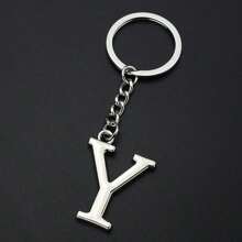 1个字母首字母钥匙扣合金钥匙圈钱包包包背包挂饰生日纪念品礼物送给朋友，包包车钥匙装饰品，背包挂饰生日礼物（字母A-Y） - 銀色 - 查看 10