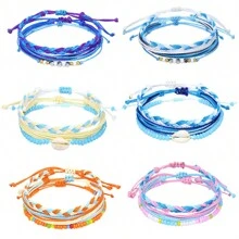 3 Stücke/Set "Surf String" Wellen Schnur Armbänder für Frauen, Mädchen und Teens - Freundschafts-Boho-Armbänder aus wasserdichtem, verstellbarem geflochtenem Garn. Ideal für Strandurlaub und als BFF-Geschenk.