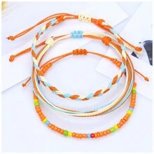 3 Stücke/Set "Surf String" Wellen Schnur Armbänder für Frauen, Mädchen und Teens - Freundschafts-Boho-Armbänder aus wasserdichtem, verstellbarem geflochtenem Garn. Ideal für Strandurlaub und als BFF-Geschenk.