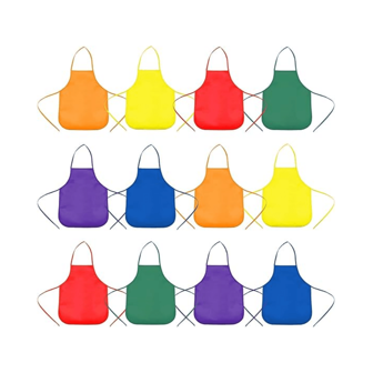6/12/18 件装 6色儿童绘画围裙 儿童布艺艺术罩衫 适用于烹饪烘焙、手工、陶艺、实验室活动、绘画工艺服 圣诞袜派对礼物