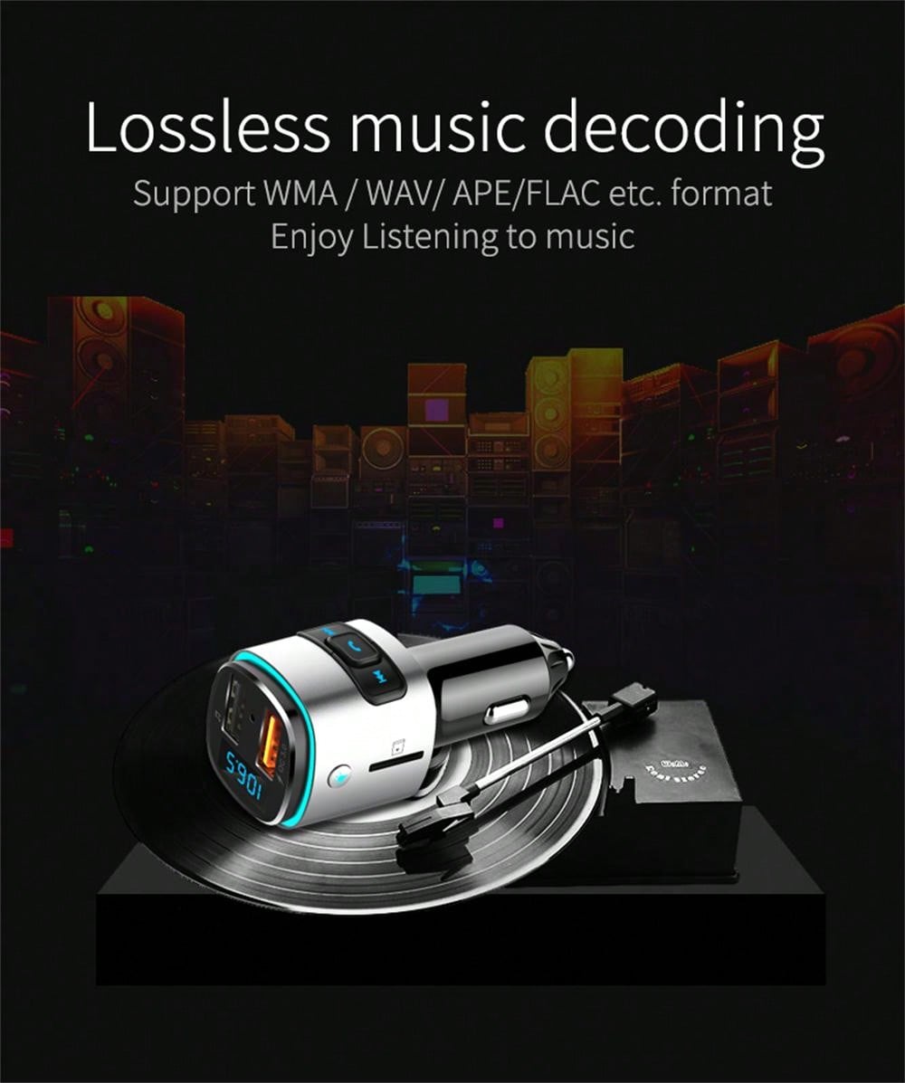 Bluetooth Lossless Music & Seven-Color Light Car Charger Intelligent Quick Charge_voghion.com