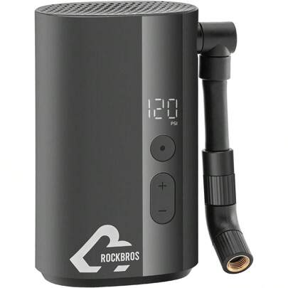 ROCKBROS Mini Bike Pump Electric 150PSI, 32s Fast Inflate Bike Tire Pump With Digigt Guage, Auto-Shutoff Air Pump With Presta And Schrader Valve