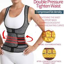 女士運動腰帶氯丁橡膠拉鍊背心塑身衣，壓縮背心產後瑜伽控制腹部束腰腰夾 - 灰色 - 查看 2