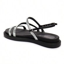 Women Flat Sandals - 黑色 - 查看 3