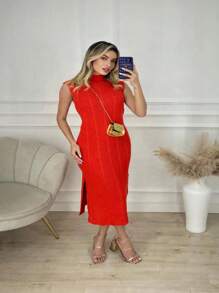 Women Sweater Dresses - trái cam - Xem 1