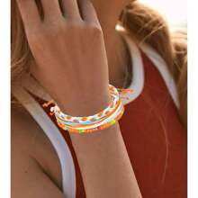 3 Stücke/Set "Surf String" Wellen Schnur Armbänder für Frauen, Mädchen und Teens - Freundschafts-Boho-Armbänder aus wasserdichtem, verstellbarem geflochtenem Garn. Ideal für Strandurlaub und als BFF-Geschenk.