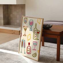 1 Stück, Drink Gläser Muster, Bunter Wein Muster, Retro Wandkunst, Küchen Wanddrucke, Ästhetik Dekoration, Galeriewand, Wohninspiration, 50*70cm (19.7*27.5in) ungerahmt - Verschiedenfarbig - Übersicht 6