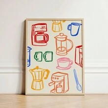1 Stück, Drink Gläser Muster, Bunter Wein Muster, Retro Wandkunst, Küchen Wanddrucke, Ästhetik Dekoration, Galeriewand, Wohninspiration, 50*70cm (19.7*27.5in) ungerahmt - Verschiedenfarbig - Übersicht 5