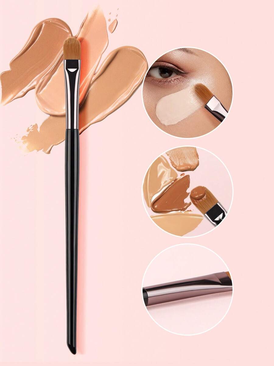 1 pieza Brocha de corrector para cubrir granos, manchas y ojeras, con un efecto fino e invisible, herramienta portátil de maquillaje,pinceles de maquillaje brochas para maquillaje cepillo maquillaje pincel maquillaje pinceles para maquillaje - Negro - Ver 1