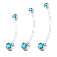 CIZME 3Pcs Plastic Pregnancy Belly Button Rings Long Bar Navel Rings For Maternity Sport Pregnant Women Flexible Clear Belly Piercing Retainer 25mm/32mm/38mmLength Bar - Multicolor - View 14
