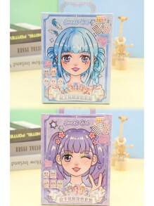 Children's Puzzle Toy Princess Makeup Coloring Set Girls' Dress-up Games Diy Coloring & Dressing Stickers Cheerful Girl Sticker Album (1set/10sheets)