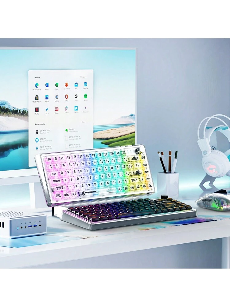 ATTACK SHARK K75 Mechanical Keyboard, Transparent PC Keycaps