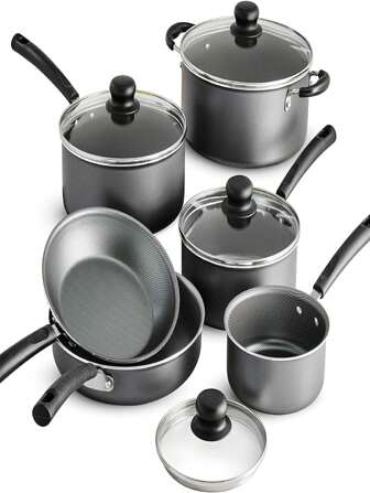 Tramontina Batería de Cocina Primaware, Aluminio, Antiadherente, Incluye 10 Piezas, Color Gris