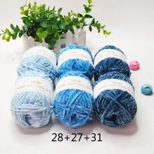 6球/包(50g*6=300g) 100%聚酯柔軟莎麻線適用於編織和針織，線長：480m(80m*6，87碼*6) - 彩色 - 查看 15