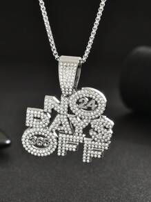 1 chiếc Hip Hop lớn không có ngày nghỉ mặt dây chuyền chuỗi thời trang sáng tạo vòng cổ cho nam đồ trang sức - Bạc - Xem 5