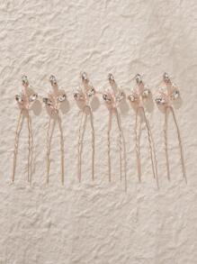 6pcs/Set Women's All-Match Versatile Delicate Hair Pins, Crystal & Pearl Braided Hair Clips, Wedding Bride Decorative Headpieces