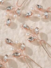 6pcs/Set Women's All-Match Versatile Delicate Hair Pins, Crystal & Pearl Braided Hair Clips, Wedding Bride Decorative Headpieces