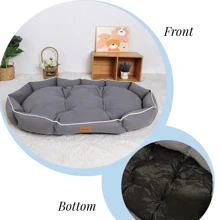 1入組仿麂皮寵物床,適用於所有品種的貓和小/中型犬,貓/狗屋,寵物墊 - 灰色 - 查看 4