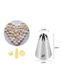 3Pcs 1M#2F#2D# Stainless Steel Icing Piping Nozzles, Rose Flower Pastry Nozzles For Cakes Fondant Decorations Cookie Cupcake Dessert Cream Nozzles - Silver - View 9