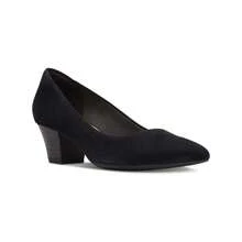 Clarks Teresa Step 女式麂皮尖头粗跟鞋 - 黑色 - 查看 1