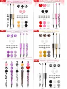 24入組矽膠珠寫字筆套裝，含3支膠墨珠筆和多種隔珠，適用於DIY珠寶製作、手工藝、辦公室、學校及贈品 - 24pcs/set - 查看 5