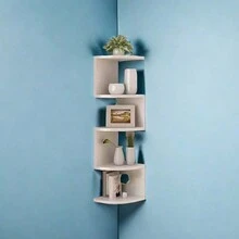 Living Room Corner Shelf, Creative Wall-Mounted Triangular Shelving Unit With 5 Half-Round Compartments For Wall Corner Display - White - View 6