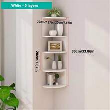 Living Room Corner Shelf, Creative Wall-Mounted Triangular Shelving Unit With 5 Half-Round Compartments For Wall Corner Display - White - View 7