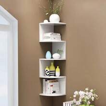 Living Room Corner Shelf, Creative Wall-Mounted Triangular Shelving Unit With 5 Half-Round Compartments For Wall Corner Display - White - View 1