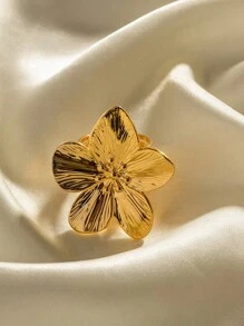 1 Stück einfacher & stilvoller Titanstahl Blumen und gefalteter Öffnungsring, lässiger Ring Schmuck für den täglichen Gebrauch, Valentinstag, Muttertag, Geschenk für Mutter