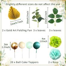 LaVenty 香槟玫瑰蛋糕装饰球蛋糕装饰金棕榈叶蛋糕装饰波西米亚蛋糕装饰波西米亚蛋糕装饰白金球蛋糕装饰波西米亚派对用品 - 香檳色 - 查看 11