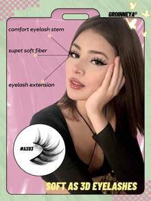 GROINNEYA 5 Cặp Lông mi giả Lông mi mắt mèo mới Lông mi giả tự nhiên 3D Fluffy Soft Cross Manga Lashes Wispy Trang điểm mở rộng lông mi tự nhiên (AX03) - màu đen - Xem 2