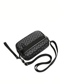 时尚拼色风车图案男士单肩包，便携斜挎包，适合工作或购物 随机拉链侧包 返校学生通勤时尚夏季包 学校用品 男士单肩包 男士包 斜挎包 侧包 秋季信使包 男士包 圆筒包 旧款万圣节 男士圣诞礼物 尖叫男士包 冬季 - 黑色 - 查看 6