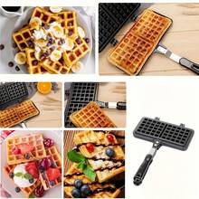 1pc Durable Aluminum Alloy Waffle Maker With Long Handle And Non-Stick Plates - Perfect For Baking Double-Sided Waffles At Home - Black - View 5