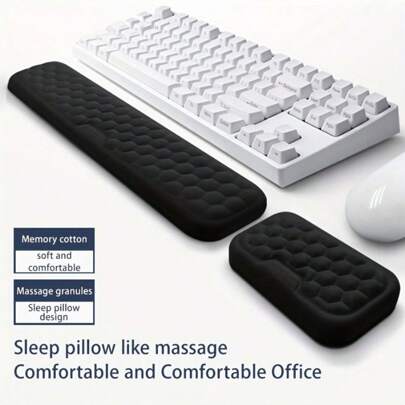 Computer Keyboard Wrist Rest And Mouse Wrist Rest Two-Piece Set, Mouse Pad With Wrist Rest, Keyboard Wrist Rest, Mouse Wrist Rest, Ergonomic Memory Foam Wrist Rest, Massage Wrists, Comfortable And Breathable