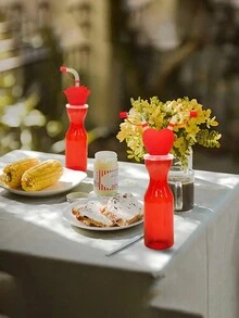 1入組心形玫瑰塑料吸管杯，卡通派對杯 - 彩色 - 查看 6