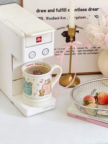 1入組可愛熊餅幹陶瓷杯/麵碗，手繪奶油風早餐牛奶/咖啡杯情侶杯/沙拉甜點碗 - 彩色 - 查看 2