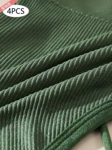 4 件装纯色罗纹针织吊带背心文胸、内衣 - 彩色 - 查看 3