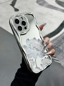 Blumen Handyhülle Sommer süß cremige Textur bemalte Blumenwellen Rand Muster Galvanisierung Rot iPhone 10 Hülle und Bonbonfarben stoßfeste kreative Handyhüllen kompatibel mit iPhone 11/12/XR/7/8/13/14/15 Pro Max, P12, XS, A32, A52, A14, A15, S23, S24 wasserdicht kratzfest sturzfest