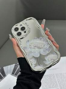 Blumen Handyhülle Sommer süß cremige Textur bemalte Blumenwellen Rand Muster Galvanisierung Rot iPhone 10 Hülle und Bonbonfarben stoßfeste kreative Handyhüllen kompatibel mit iPhone 11/12/XR/7/8/13/14/15 Pro Max, P12, XS, A32, A52, A14, A15, S23, S24 wasserdicht kratzfest sturzfest