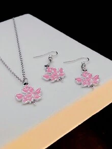 1 Bộ Bông tai hình lá phong màu hồng và ngọc trai giả Vòng cổ ngọt ngào, đáng yêu Thiết kế cá tính theo phong cách Hàn Quốc Bộ trang sức nữ để đeo hàng ngày - Nhiều màu - Xem 5